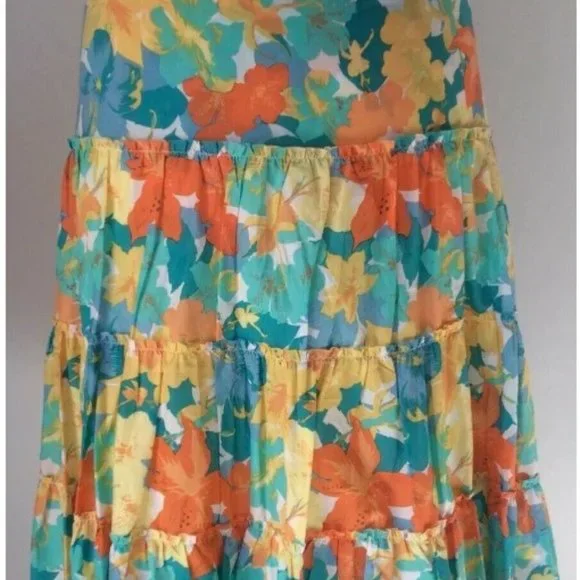 Nicole Miller | Beautiful Vibrant Floral | Tiered Cotton Skirt | 8 | EUC - Picture 5 of 5